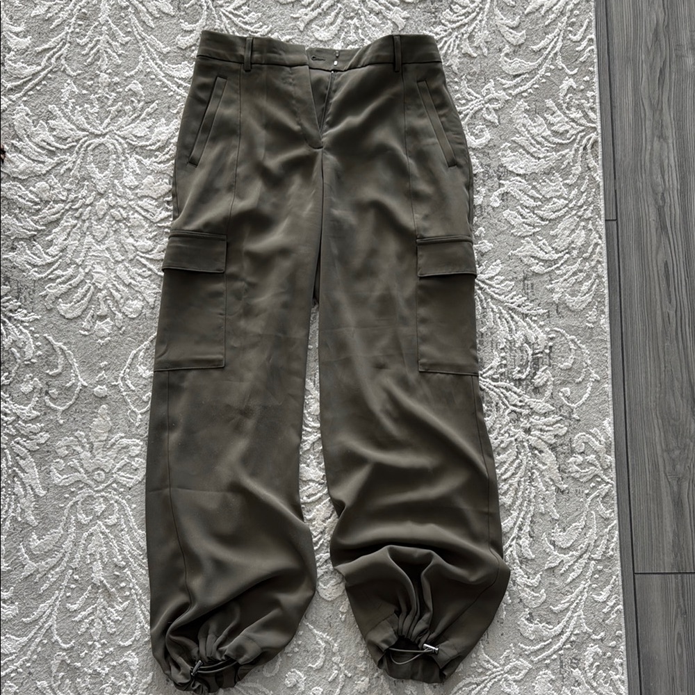 Olive Cargo Pants with Elastic Cuffs